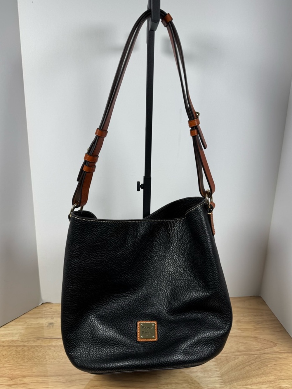 Dooney & Burke Vintage Black Pebble Leather Bucket Bag